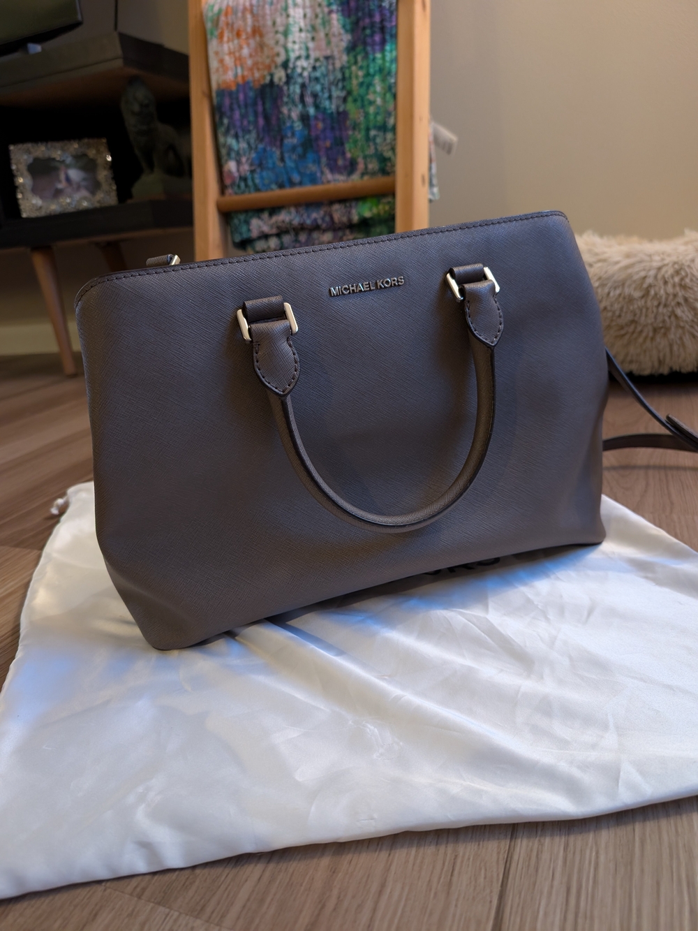 Michael Kors Taupe Saffiano Leather Satchel